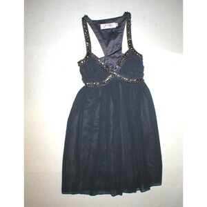 New Womens 6 NWT Lipsy London Dress Dark Gray Steel Beads Iron Queen Short Flowy